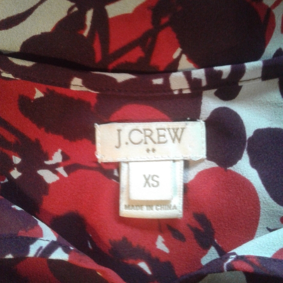 J Crew Dark Poppy Print Long Sleeve Blouse - Picture 3 of 3